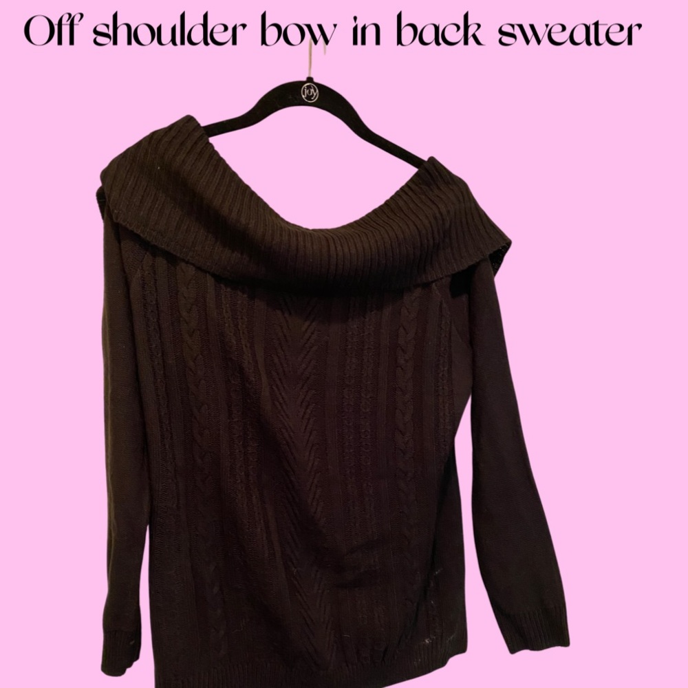 Cute black off shoulder with bow in back sweater